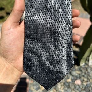 VERSACE Gray Black And White 100% Silk Tie